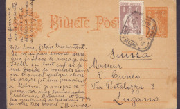 Portugal Uprated Postal Stationery Ganzsache Entier Carlos I. Bilhete Postal LISBOA CENTRAL 1920 LUGANO Schweiz - Postal Stationery