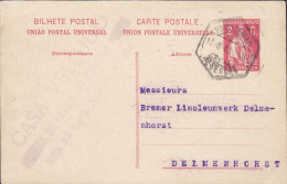 Portugal UPU Postal Stationery Ganzsache Entier PORTO CENTRAL 1912 Bremer Linoleumwerk DELMENHORST Sachsen - Postal Stationery