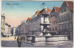 C6477) STEYR - Stadtplatz - Belebte Ansicht Mit Brunnen - 1915 - Steyr