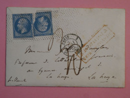 BP19 FRANCE  BELLE LETTRE RR  1864  PARIS A LA HAYE PAYS BAS  +N°23 POINTILLéS+ +AFFRANCH. INTERESSANT - 1862 Napoléon III.