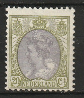 1899-1921 Wilhelmina 20c Geelgroen En Grijs NVPH 69  MLH*/** - Unused Stamps