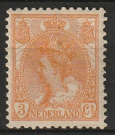 1899-1921 Wilhelmina 3ct Oranje.  NVPH 56  Ongestempeld - Ongebruikt