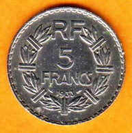 France - 5 Francs Laviller 1933 - Nickel - 5 Francs