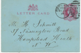 GB 1896 QV 1d Very Fine Used Letter Card With Barred Duplex-cancel "POPLAR-E / 11 B / 2" NEW EARLIEST USE - Briefe U. Dokumente