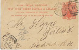 GB 1893 QV 1d Orangered Postcard To Berlin W Scarce Duplex-cancel "SOUTH-KENSINGTON / S.W. / 10" NEW EARLIEST USAGE - Briefe U. Dokumente