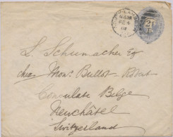 GB 1901, QV 2½d Grey-blue VF Postal Stationery Env W Uncommon Duplex-cancel "SOUTH-LAMBETH / S.W / 26 B / 1" (LONDON) - Storia Postale