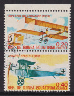 1979 Äquatorial-Guinea, Flugzeuge Mi:GQ E1600° + A1600°,  Aviatik Berg C.1 + Biplano Delagrange - Guinée Equatoriale