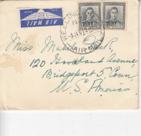 Env.  Affr. NEW ZEALAND 287 X  2  Obl. WELLINGTON Du 3.JA. 1952  Adressée à BRIDGEPORT (CONN) USA - Cartas & Documentos