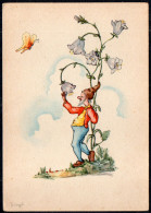 G2438 - Purzel Glückwunschkarte - Zwerg Heinzelmännchen Schmetterling Blumen - Sonstige & Ohne Zuordnung