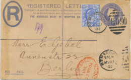 GB 1902 QV 2d Superb Registered Letter W. EVII 2 ½d Ultramarine With Barred Duplex-cancel "St. MARY-CRAY / G09" (LONDON) - Briefe U. Dokumente