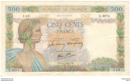 Billet 500 Francs France La Paix 06/04/1944 TTB+ - Très Rare - 500 F 1940-1944 ''La Paix''