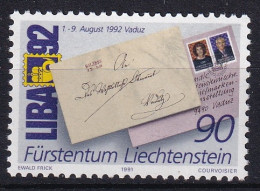MiNr. 1026 Liechtenstein1991, 2. Sept. Nationale Briefmarkenausstellung LIBA ’92 - Postfrisch/**/MNH - Expositions Philatéliques