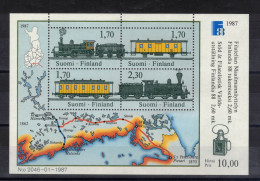 FINLANDE   Timbres  Neufs ** De 1987 ( Ref 7353 )  Transports - Chemins De Fer- Trains - Blocchi E Foglietti