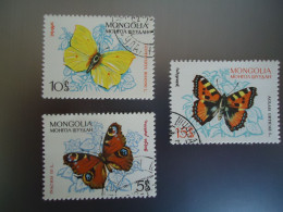 MONGOLIA   USED   STAMPS 3   BUTTERFLIES - Mongolie