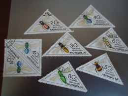 MONGOLIA   USED    STAMPS 8   INSECTS BEES - Mongolie