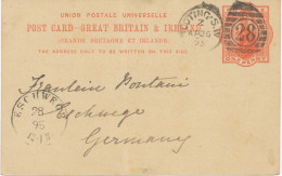 GB 1895, QV 1d VF Postcard With Difficult To Find Barred Duplex-cancel "TOOTING-S.W. / 28" (LONDON) NEW LATEST USE - Brieven En Documenten