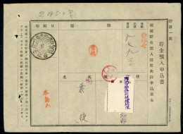 JAPAN OCCUPATION TAIWAN- Reserve Fund Early Entry Application Form(Taiwan Cetian Island) 13.6.25 - 1945 Ocupacion Japonesa