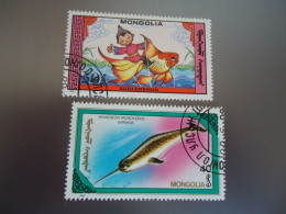 MONGOLIA   USED     STAMPS  2 FISHES   FISH - Mongolie