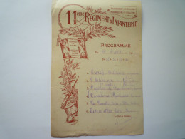 2023 - 502  11ème Régiment D'Infanterie  :  PROGRAMME MUSICAL  1918  XXX - Documents