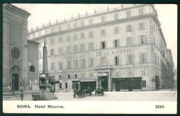 CLZ075 - ROMA HOTEL MINERVA - ANIMATA CARROZZE 1920 CIRCA - Cafés, Hôtels & Restaurants