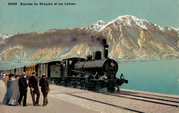 Express Train Vapeur Du Simplon Et Lac Leman  Voyagée Couleur - Simplon