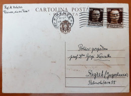 ITALIA REGNO CARTOLINA POSTALE C30 PER ZAGABRIA - JUGOSLAVIA - Stamped Stationery
