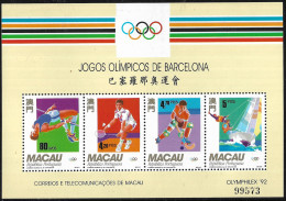 Macau Macao – 1992 Barcelona Olympic Games Souvenir Sheet - Blocks & Sheetlets