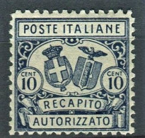 REGNO 1928 RECAPITO AUTORIZZATO SASSONE N. 1  DENT. 11** MNH - Correo Neumático