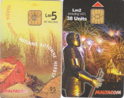 Malta 2 Phonecards Chip  - - - Autumn, Knights In Armour - Malta