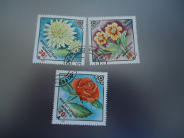 MONGOLIA   USED     STAMPS  3 PLANTS FLOWERS  ROSES - Mongolie