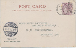 GB 1901, QV 1d Lilac 16 Dots On Superb Postcard To Frankfort With Barred Duplex-cancel "NOTTING-HILL / W. / 37 B" - Cartas & Documentos