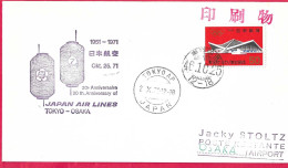 JAPAN - 20° ANNIVERSARY JAPAN AIR LINES TOKYO/OSAKA +OKT. 25, 71* ON OFFICIAL COVER - Lettres & Documents