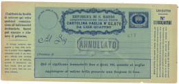 ITALIE SAINT MARIN MANDAT CARTE 4 LIRES NEUF** GRIFFE "ANNULE" - Postal Stationery