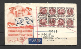 AUSTRALIE   -   1951  .  Beau Recommandé Pour La Rhodésie - Lettres & Documents