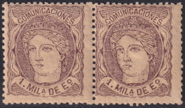 Spain 1870 Sc 159 Espana Ed 102a Pair MLH* Disturbed Gum - Neufs