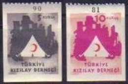 1949 TURKEY 5K And 10K. RED CRESCENT FISCAL STAMPS MNH ** - Liefdadigheid Zegels