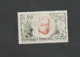 TIMBRES - N°1344 - Tricentenaire De La Mort De Blaise Pascal   -1962 -   Oblitéré  - - Neufs