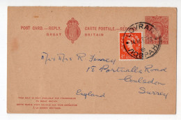 1952. GREAT BRITAIN,STATIONERY CARD REPLY PART,MIXED KING & QUEEN STAMP,LOVRAN,YUGOSLAVIA TO UK - Material Postal