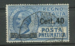 REGNO 1924-25 POSTA PNEUMATICA 40 C. SU 30 C. USATA - Pneumatic Mail