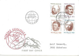 Norway Norge 1974 Scientist (II): Geologists, Vogt, Goldsmith, Kjerulf, Brøgger,  MI 687 - 690 , FDC - Lettres & Documents