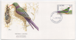 Green Wood Hoopoe Bird, Birds, Animal Sierra Leone FDC - Spechten En Klimvogels