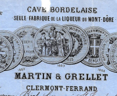 1882 DISTILLERIE CAVE BORDELAISE Martin & Grellet Clermont Ferrand Pour St Jean Des Ollières Puy De Dome - 1800 – 1899