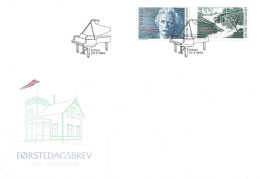 Norge Norway 1993 Composer Edvard Grieg's 150th Birthday.  Mi 1125-1126, FDC - Lettres & Documents