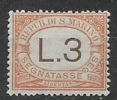 SAN MARINO 1925  SEGNATASSE  COLORI NEL RIQUADRO CAMBIATI SASS. 25   MLH XF+++++++++++++++++++ - Strafport