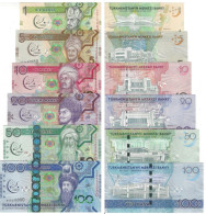 Turkmenistan 1-5-10-20-50-100 Manat 2017 Unc Pn 36a-41a - Turkmenistán