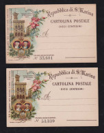 San Marino 1894 Stationery Postcard P16 Both Types With Without Artist Signature ** MNH - Cartas & Documentos