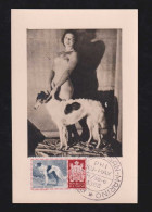 San Marino 1958 Maximum Card Girl With Russian Greyhound - Cartas & Documentos