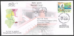 Carried Unusal Cover By Motor Mail, Jagdalpur To Raipur, 302 Km 6 Hours , India 2017 Transport (**) Inde Indien - Brieven En Documenten