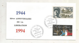 Libération, Cachet Commémoratif, Libération De Paris , Compagnon De La Libération, 25 Aout1994,,frais Fr 1.65 E - Liberation