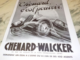 ANCIENNE PUBLICITE  C EST POUVOIR AUTOMOBILE CHENARD & WALCKER  1936 - Voitures